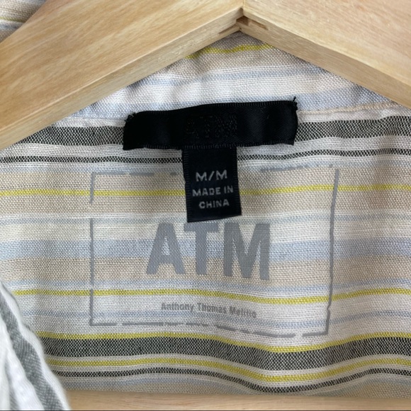 ATM Anthony Thomas Melillo Button Down Boyfriend Shirt Yellow Linen Size Medium - Picture 6 of 8